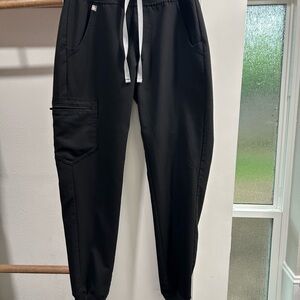 Figs Black Jogger Scrubs with Drawstring Waist